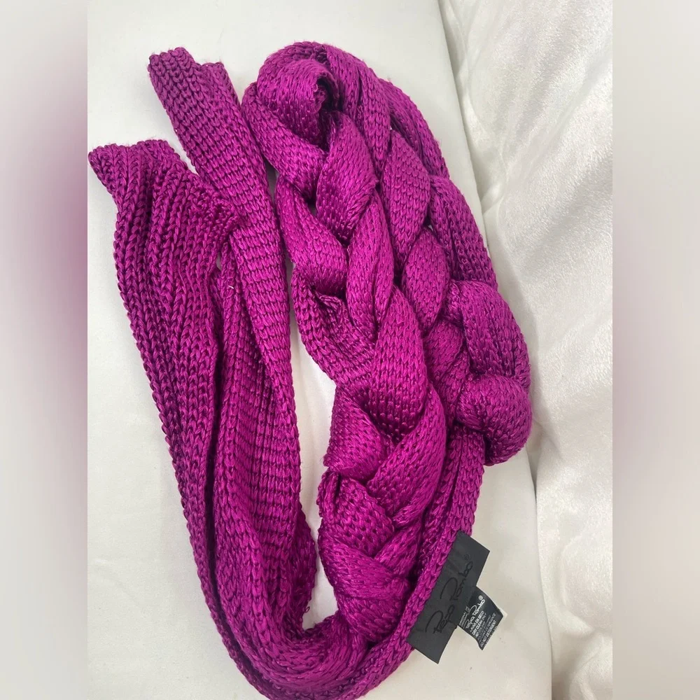 Pepa pombo knit braid purple scarf